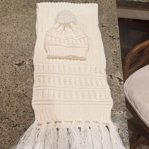 Studio Cream Knit Scarf and Hat Set